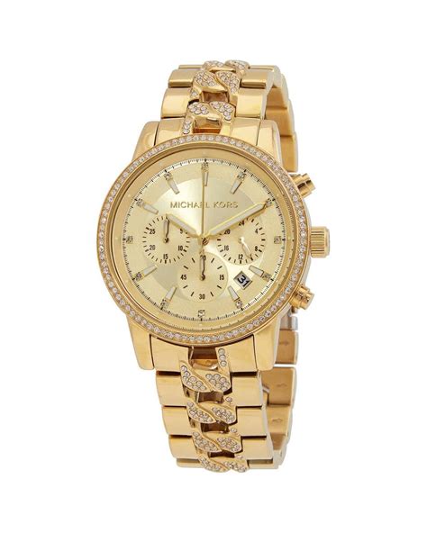 michael kors cuban link watch|Oversized Ritz Pavé Gold.